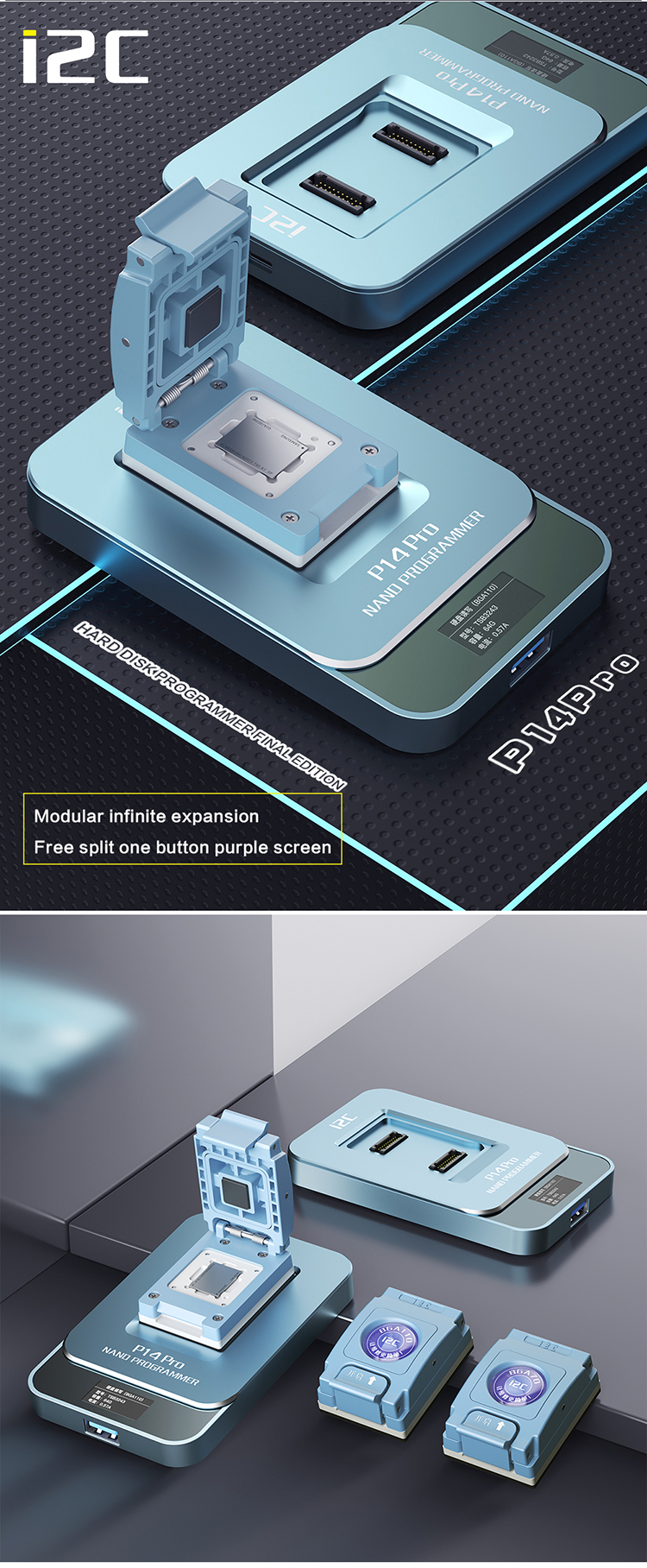 P14Pro hard disk programmer BGA60+BGA70+BGA110+BGA315+ Purple screen(圖11)