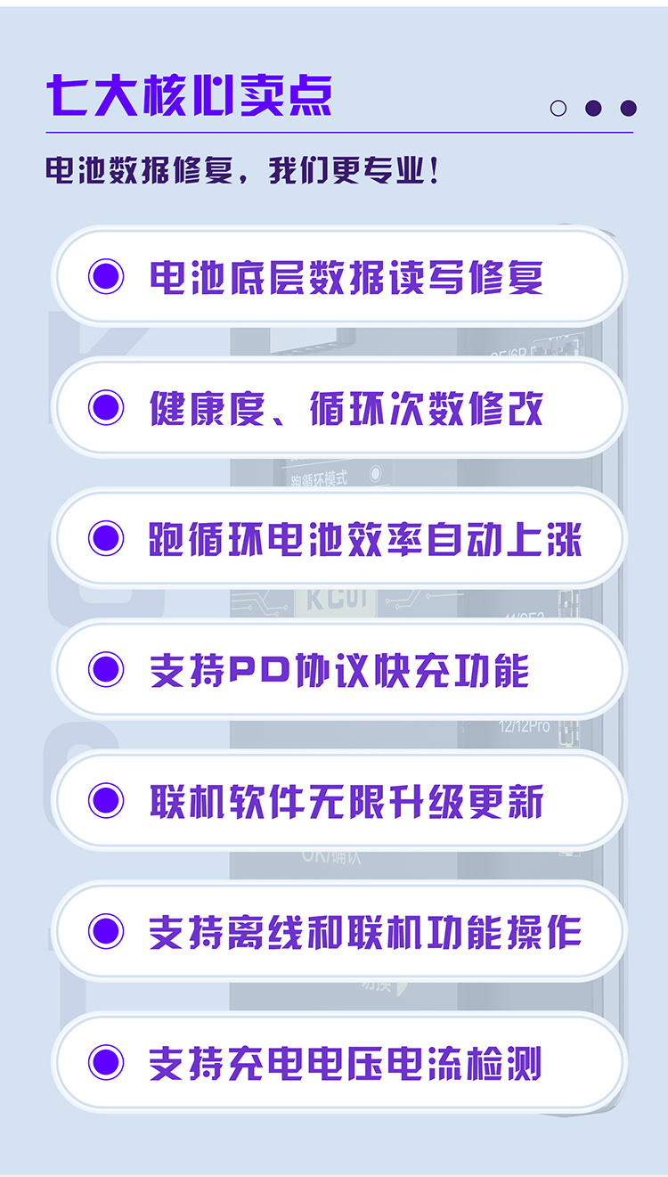 綜合電池修復儀KC01支持6-14PM全自動跑循環(huán)健康度100%循環(huán)清零(圖3)